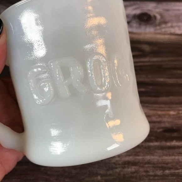 Fire King Milk Glass GROG MUG by BC Comics Johnny Hart Caveman Vintage EUC - Picture 3 of 6